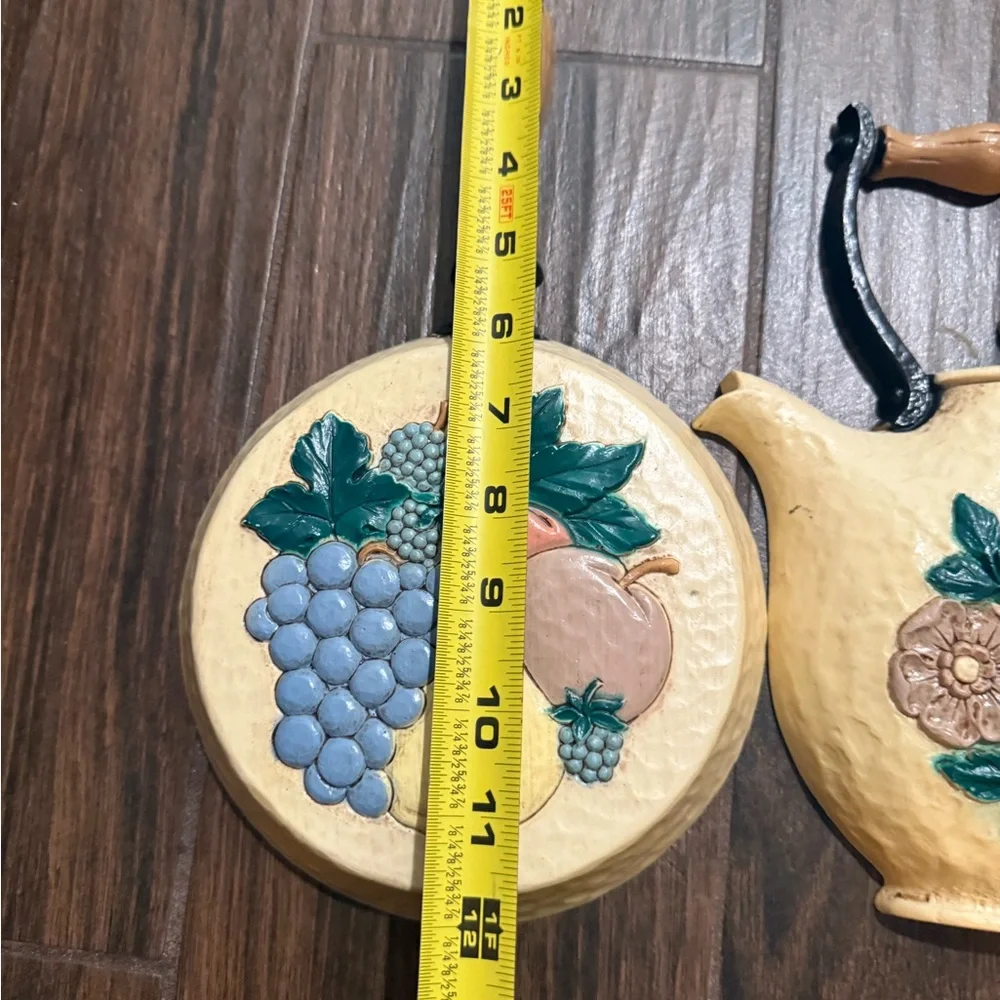 Vintage Yellow Wall Decor with Floral and Fruit Design plastic material
